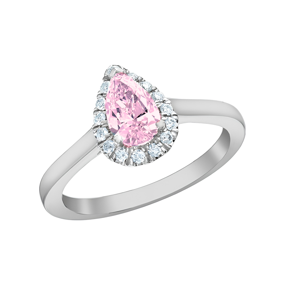14KT White Gold 1.05ct Pink Pear Lab Diamond Grown Diamond Ring