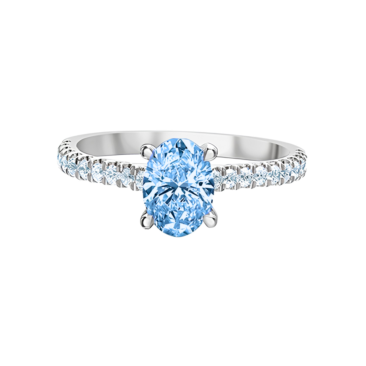 14KT White Gold 1.56ct Blue Lab Diamond Grown Diamond Ring