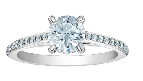 14kt White Gold 1.00 + 20 TDW  Round Brilliant Lab Grown Diamond Ring