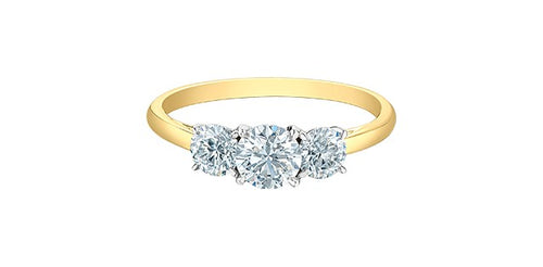 14kt Yellow Gold Lab Grown 3 Stone Diamond Ring