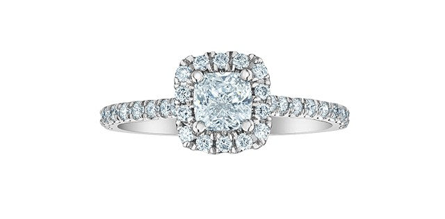 14kt White Gold Lab Grown Cushion Diamond Ring