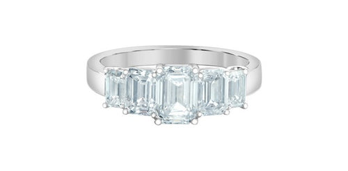 14kt White Gold Lab Grown 5 Stone Emerald Cut Diamond Ring
