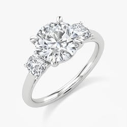 14k White Gold Lab Grown 2.04 + .46ct Round Diamond Ring