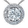10kt White Gold 0.63ct Round Cut Lab Grown Diamond With Halo Pendant and Chain