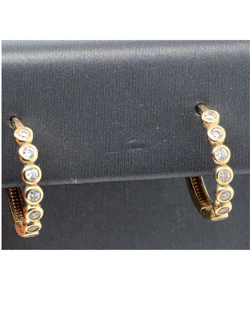 10kt Yellow Gold CZ Fancy Hoops Earrings
