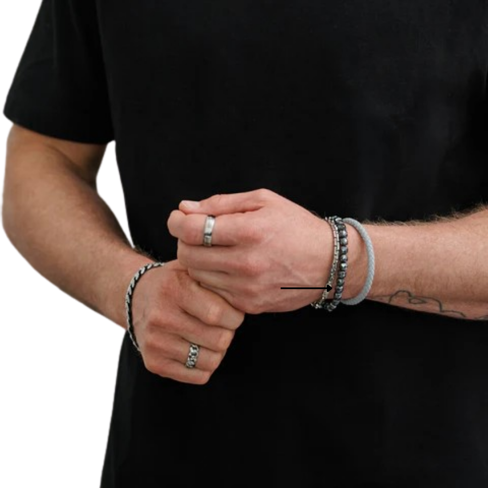 Italgem Stainless Steel Black Beaded Bracelet