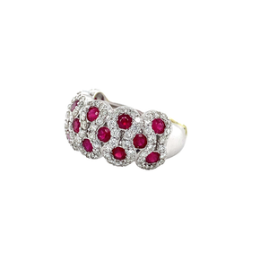 18KW Ruby and Diamond Cluster Ring
