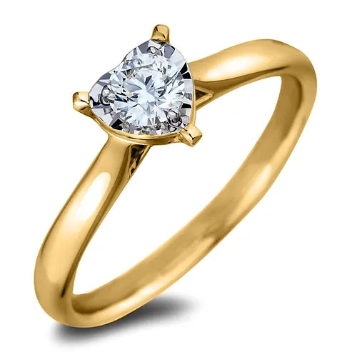 10KY .20ct Canadian Diamond Solitaire Heart Ring