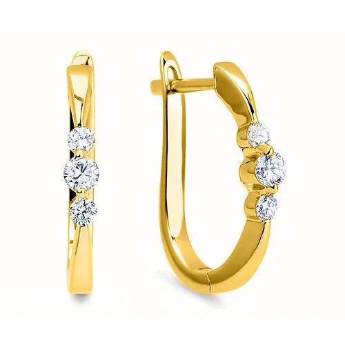 10KY .31tw Canadian Diamond 3 Stone Huggie Earrings