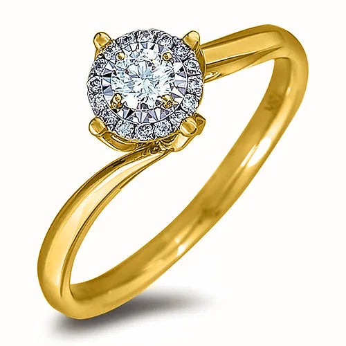10KY .19tw Canadian Diamond Halo Ring