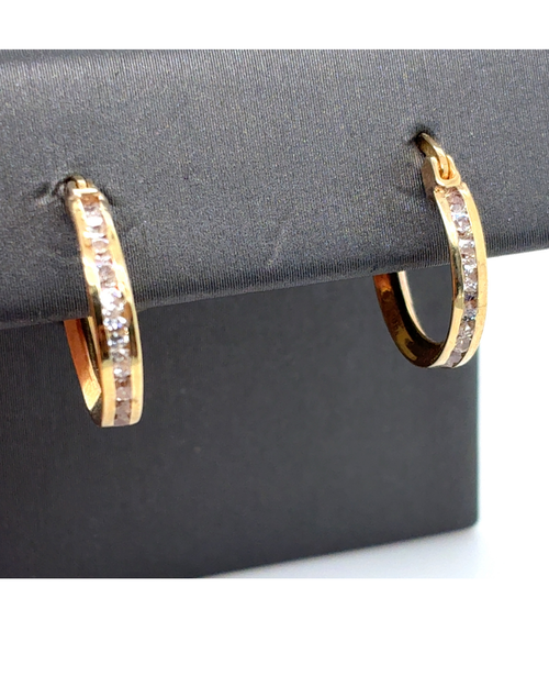 10kt Yellow Gold CZ Hoops Earrings
