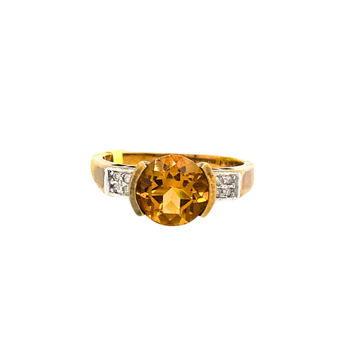 10kt White Gold Citrine + Diamond ring