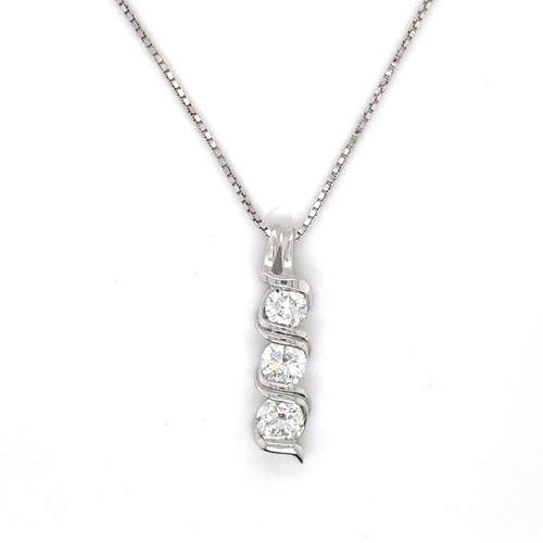 14kt White Gold .50tw Canadian Diamond Past Present Future Pendant
