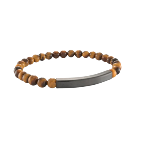 Italgem Stainless Steel Black Yellow Tiger Eye Bracelet
