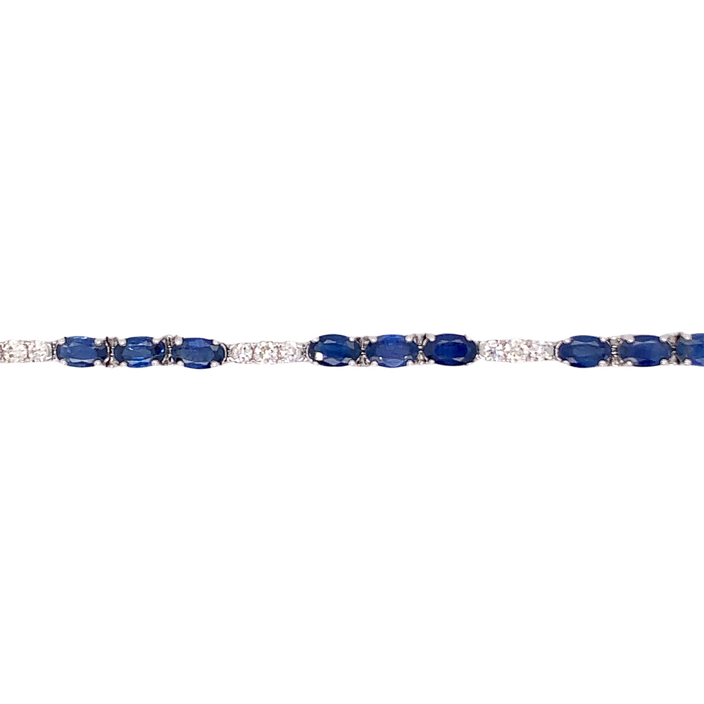 14kt White Gold Sapphire + Diamond Bracelet