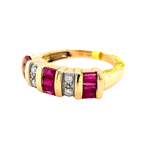 14KY Ruby Diamond Band