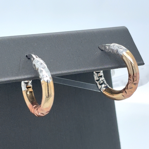 10kt Tri Fancy Gold Hoops