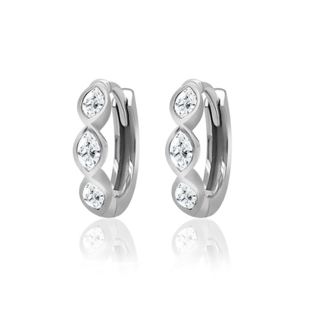 Sterling Silver .33TW Lab Grown Round Brilliant Huggie Earrings