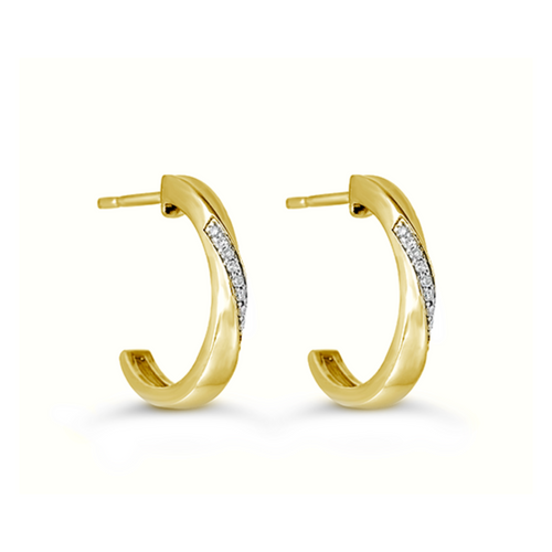 10kt Yellow Gold Diamond Pavé Semi-Hoop Earrings