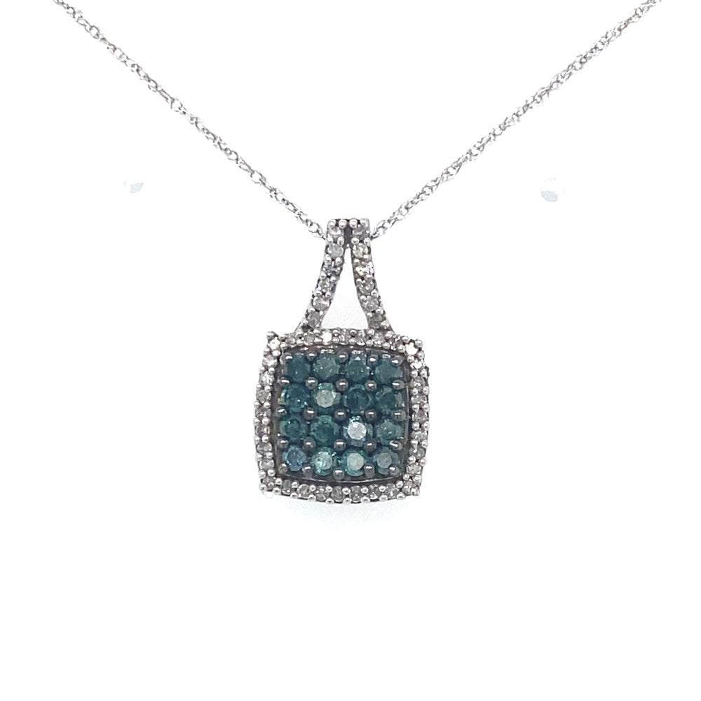 10kt White Gold .50ct Blue Diamond Pendant