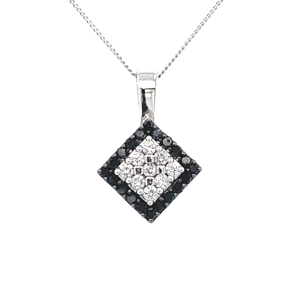 10kt White Gold .50ct Black + White Diamond Pendant