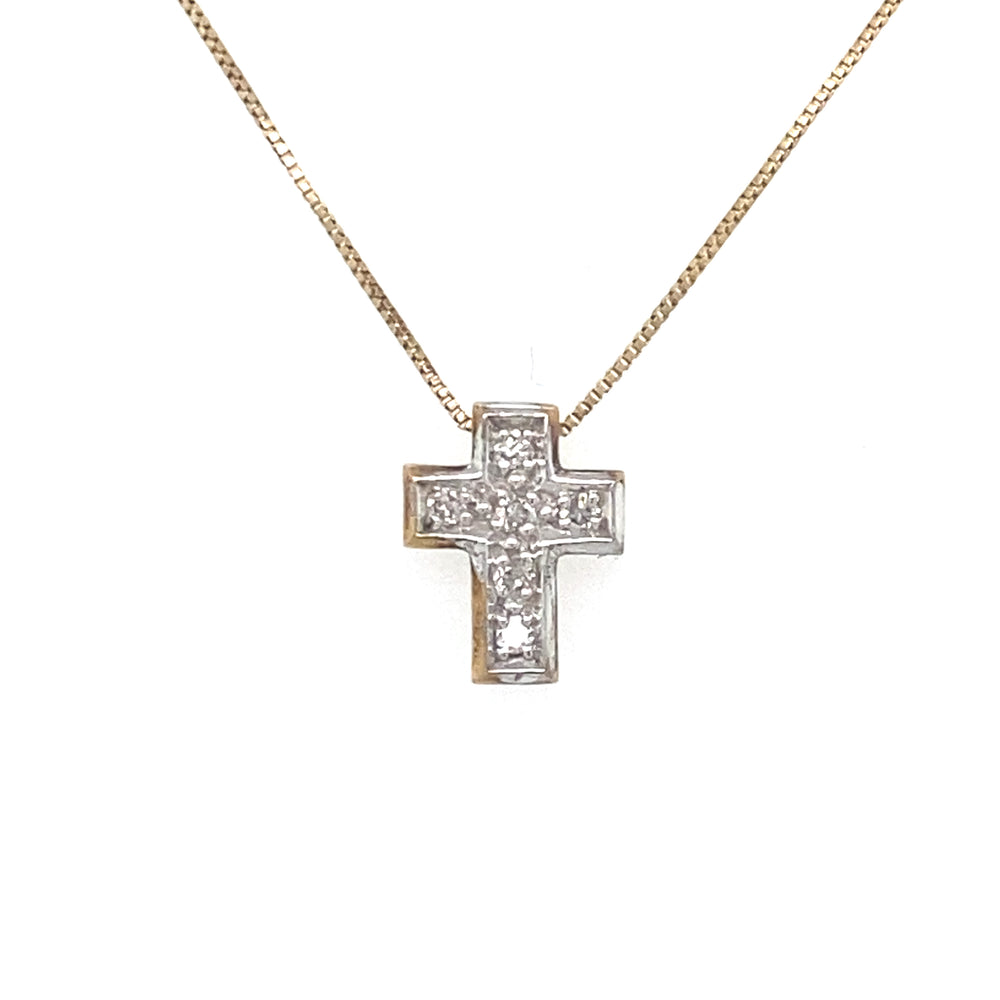 10kt Yellow Gold 0.05ct Diamond Cross Pendant