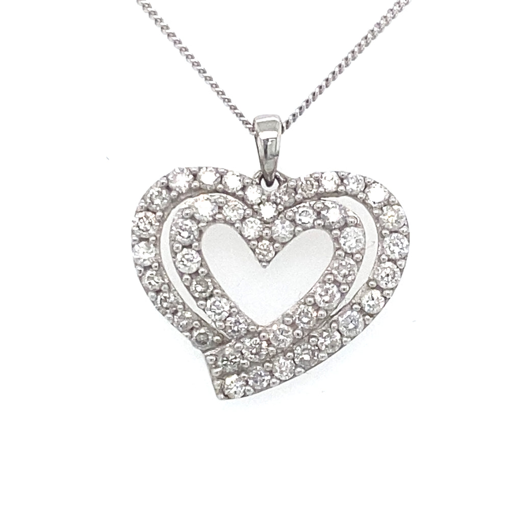 10kt White Gold 0.78ct Diamond Heart Pendant