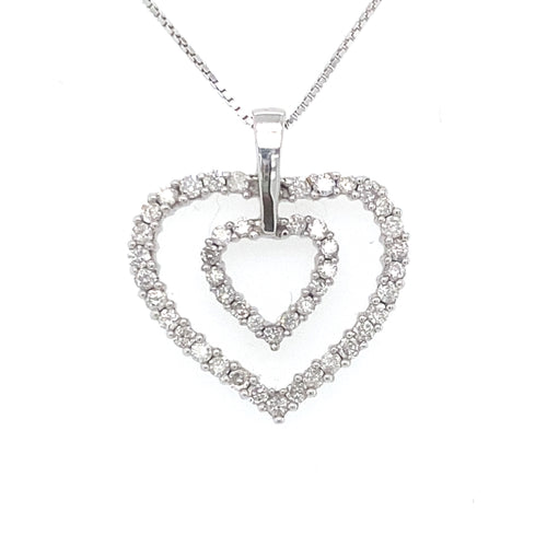 10/14kt White Gold 0.50ct Diamond Heart Pendant