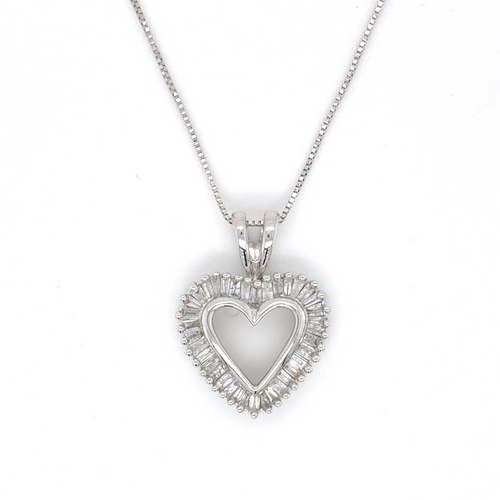 10kt White Gold 0.46ct Diamond Heart Pendant