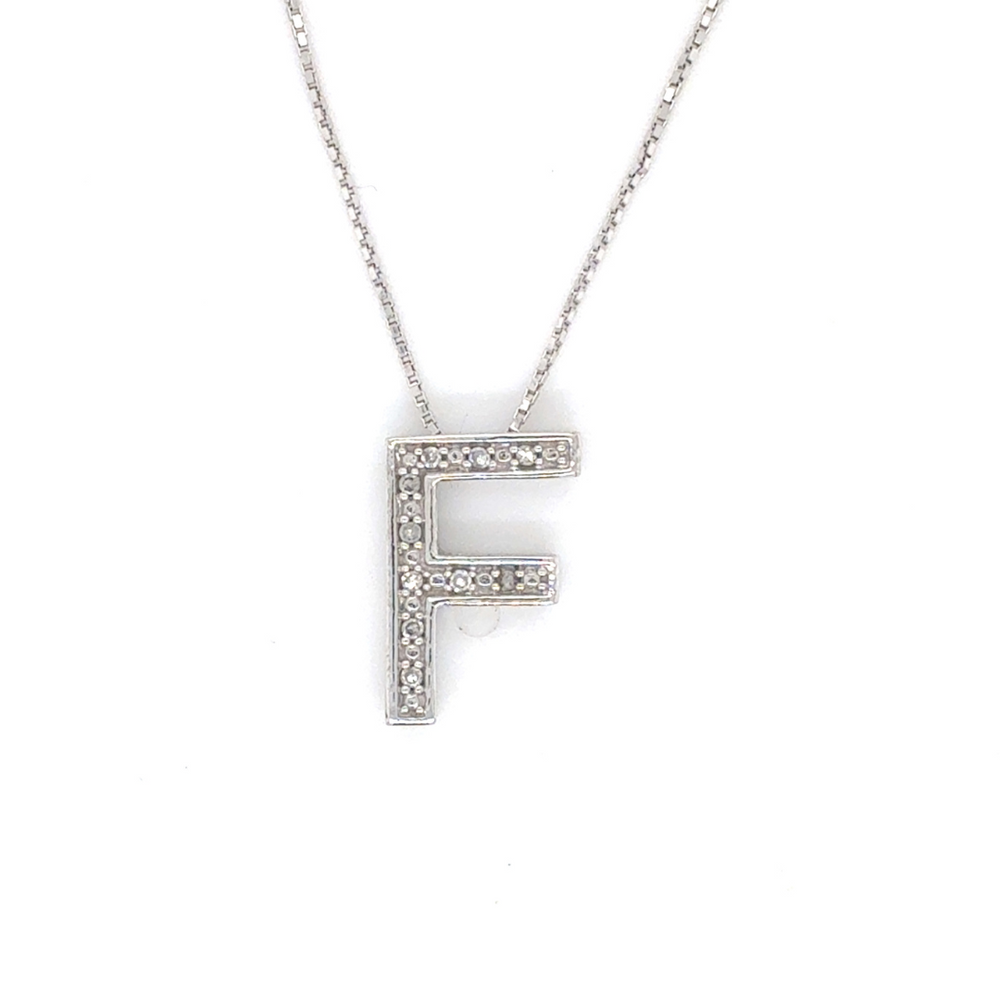 10kt White Gold 0.05ct Initial F Diamond Pendant