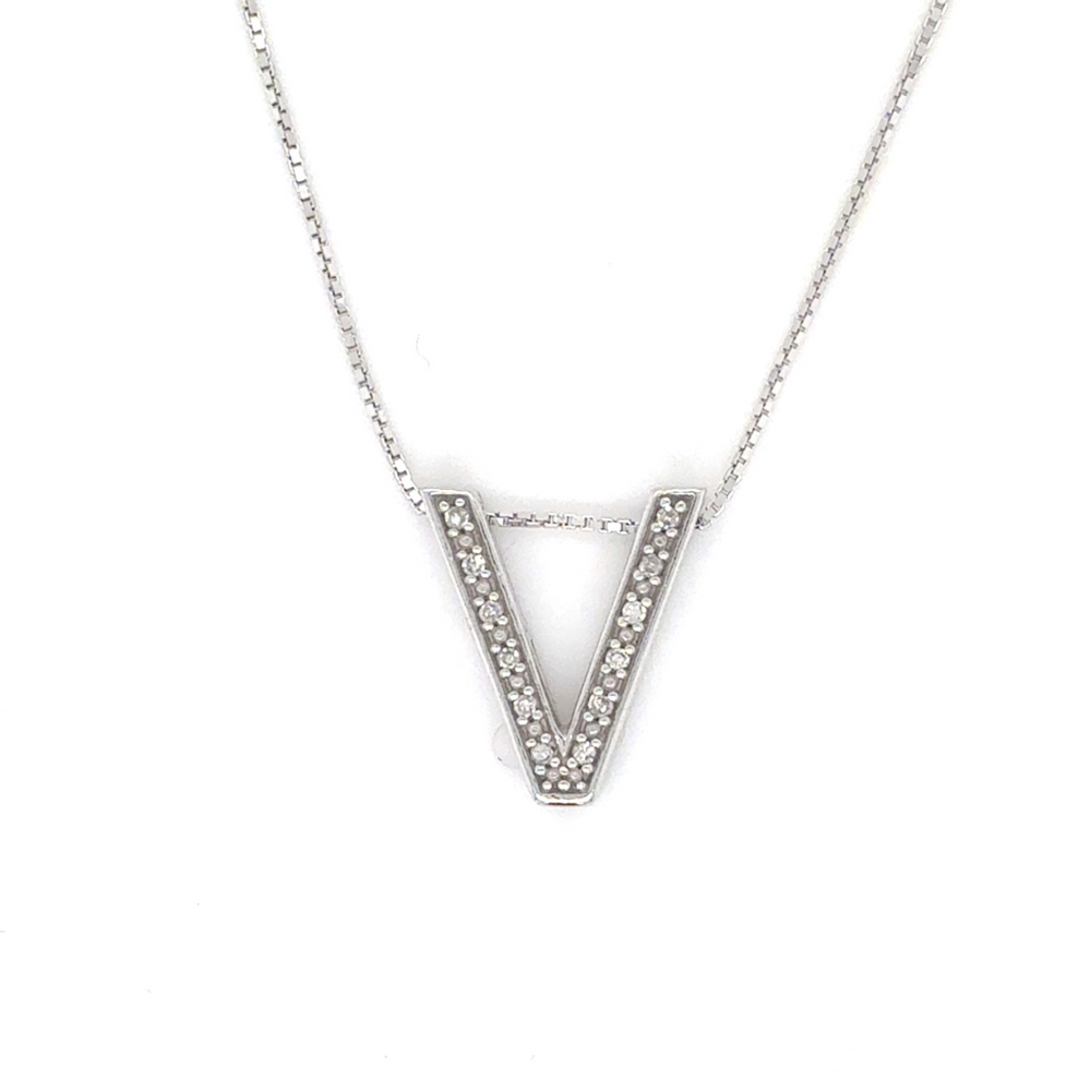 10kt White Gold 0.05ct Initial Diamond Pendant