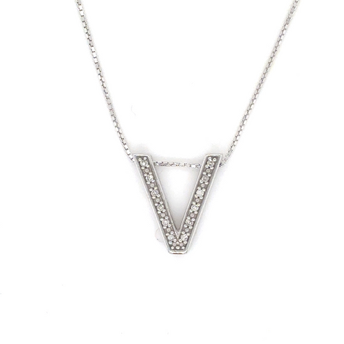 10kt White Gold 0.05ct Initial Diamond Pendant