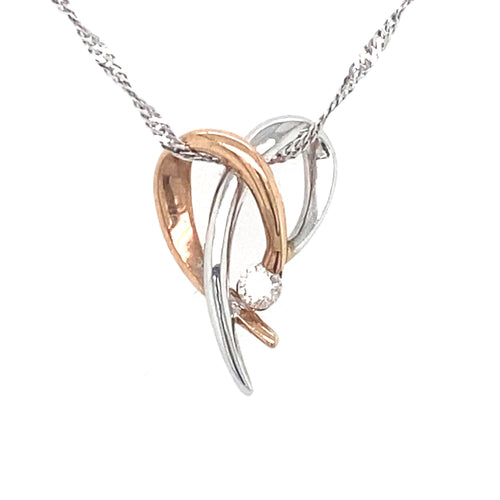 10kt White and Rose Two-tone Gold 0.13ct Diamond Pendant