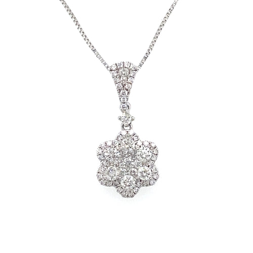 10/14kt White Gold 0.65ct Diamond Flower Pendant