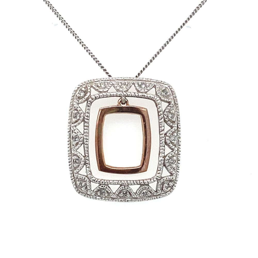 10kt White Gold and Rose Gold 0.08ct Diamond Pendant