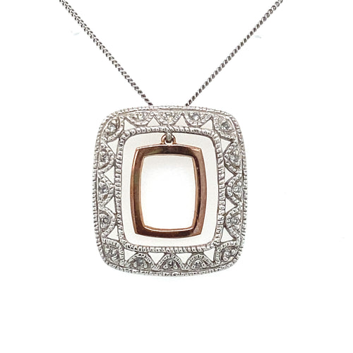 10kt White Gold and Rose Gold 0.08ct Diamond Pendant
