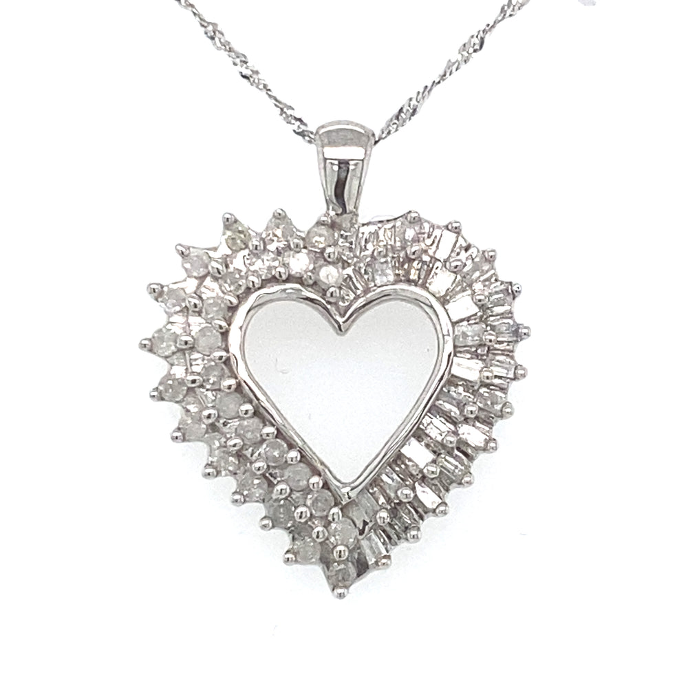 10kt White Gold 0.50ct Diamond Heart Pendant