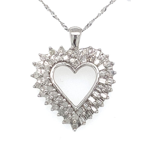 10kt White Gold 0.50ct Diamond Heart Pendant