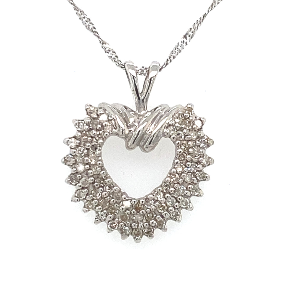 10/14kt White Gold 0.50ct Diamond Heart Pendant