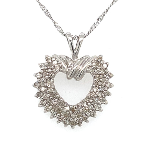 10/14kt White Gold 0.50ct Diamond Heart Pendant