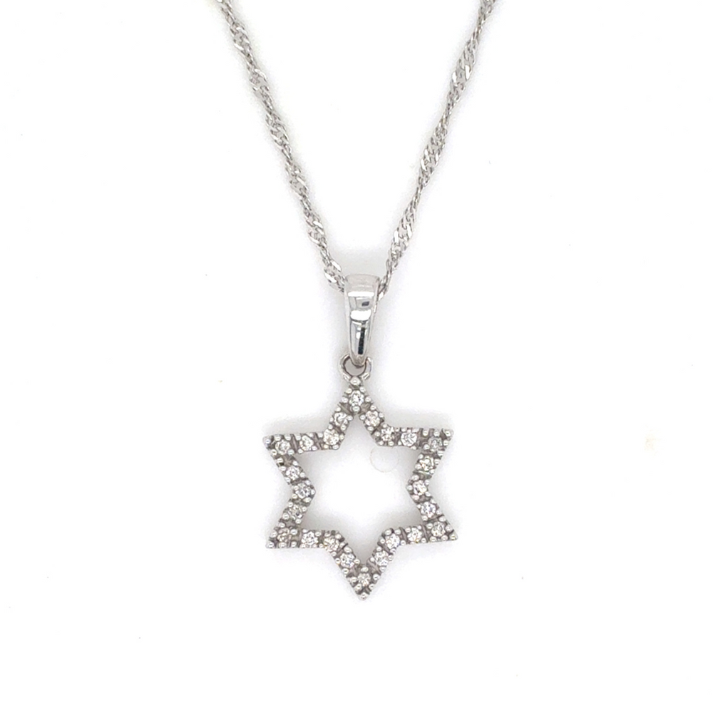 10/14kt White Gold 0.15ct Diamond Star of David Pendant