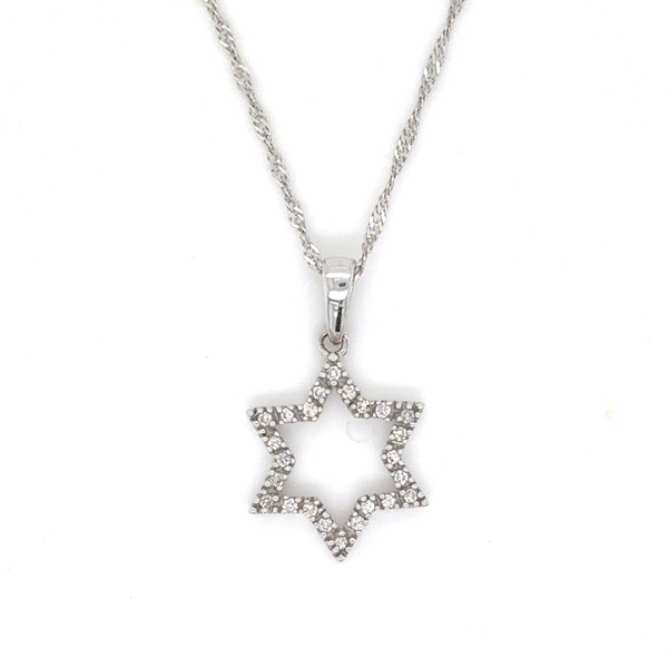 10/14kt White Gold 0.15ct Diamond Star of David Pendant