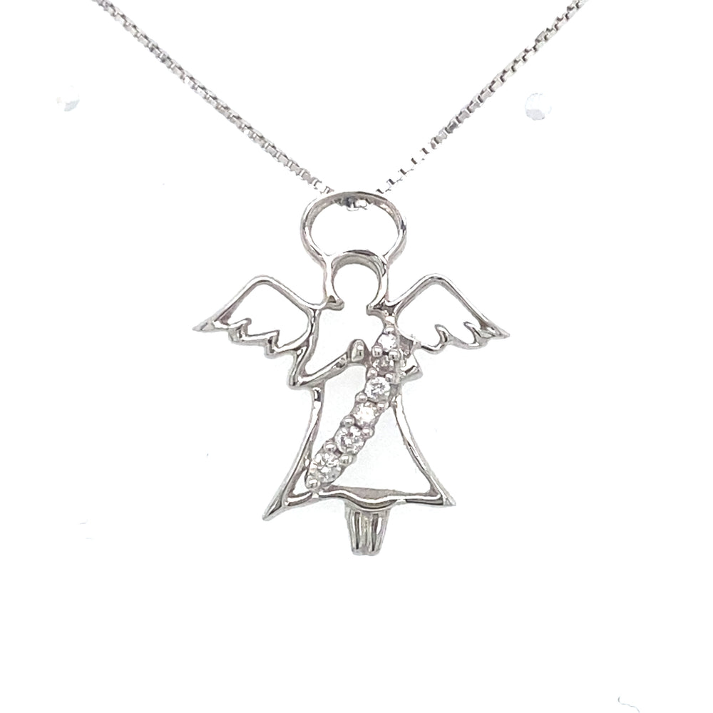10kt White Gold 0.06ct Diamond Angel Pendant