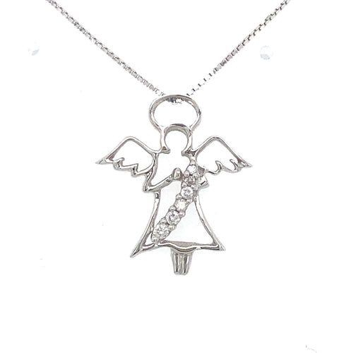 10kt White Gold 0.06ct Diamond Angel Pendant