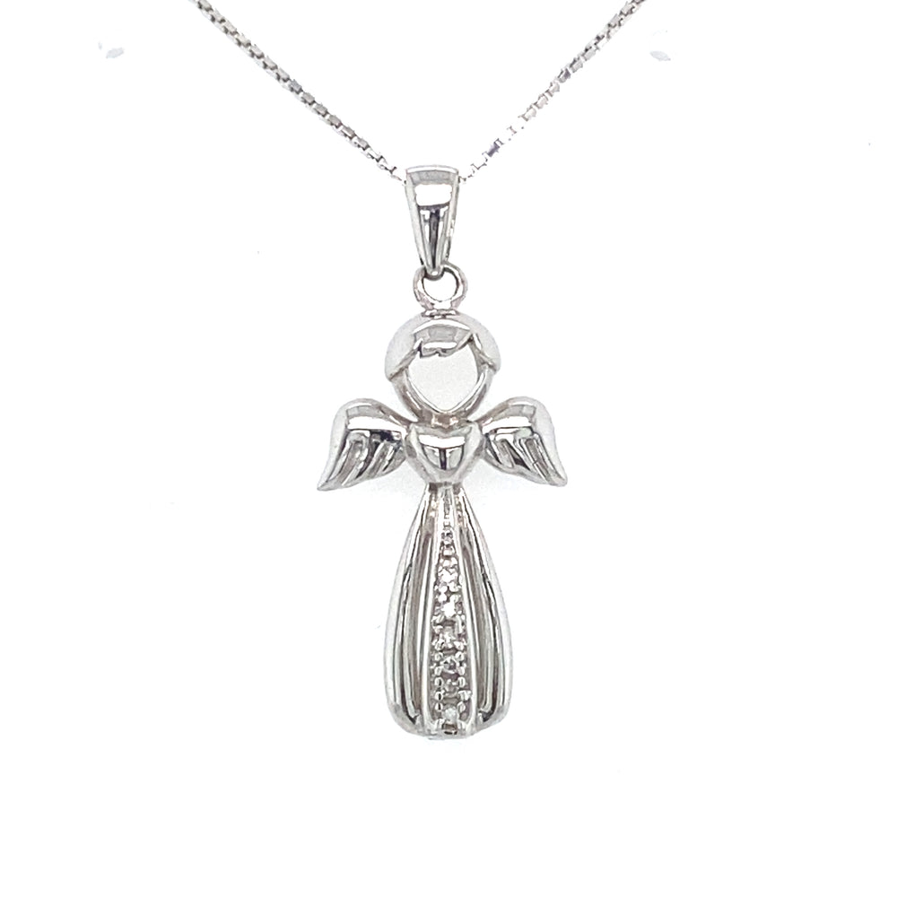 10kt White Gold 0.02ct Diamond Angel Pendant