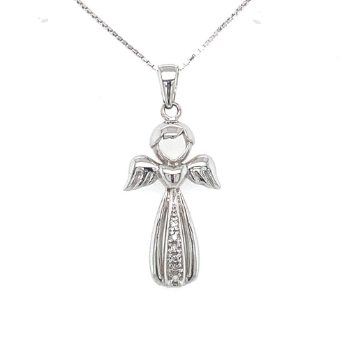 10kt White Gold 0.02ct Diamond Angel Pendant