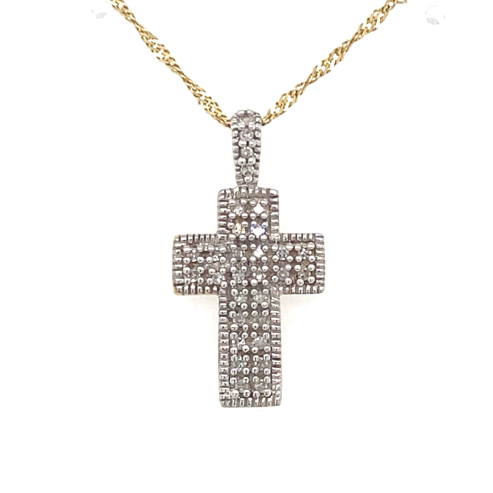 10kt Yellow Gold .15ct Diamond Cross Pendant