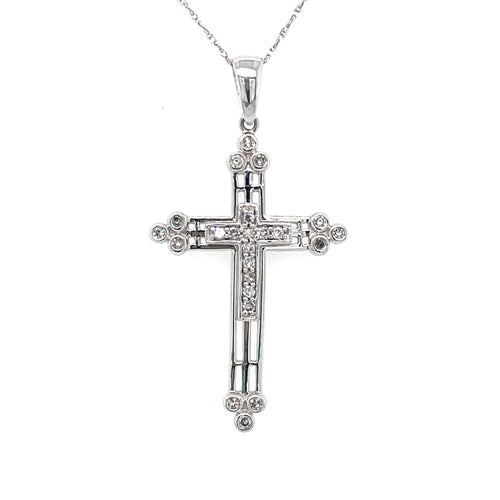 10kt White Gold .23ct Diamond Cross Pendant