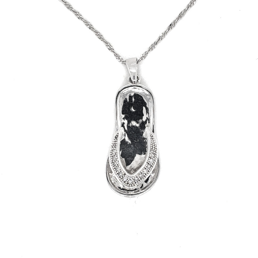 10/14kt White Gold .04ct Diamond flipflop/sandal Pendant