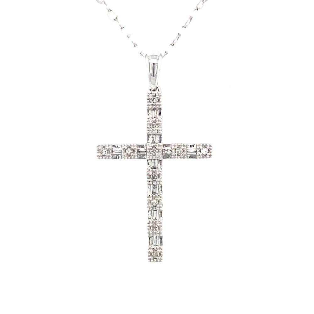 10kt White Gold .15ct Diamond Cross Pendant